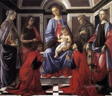  Child Oil Painting - Madonna And Child With Six saints Sandro Botticelli